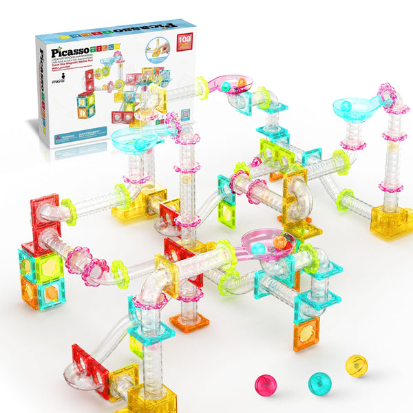 PicassoTiles 100-Piece Magnetic Marble Run – Top STEM Pick