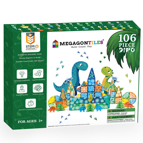 Magnetic Tiles Dinosaur World Set – STEM Building for Kids